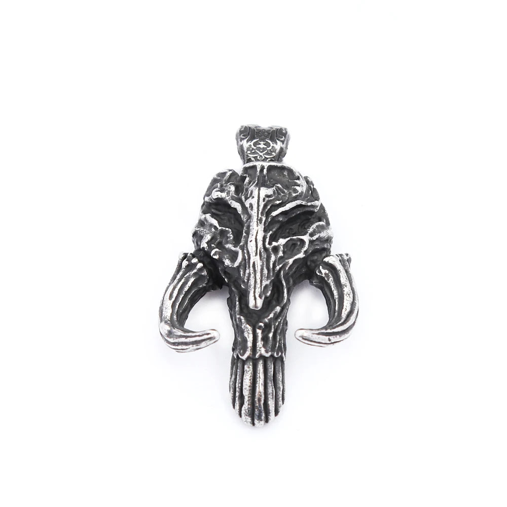 Gothic Horned Skull Pendant Necklace (316L)