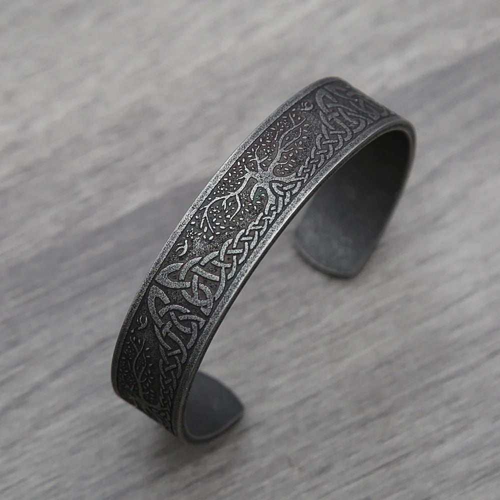 Viking Rune Cuff Bracelet (316L)