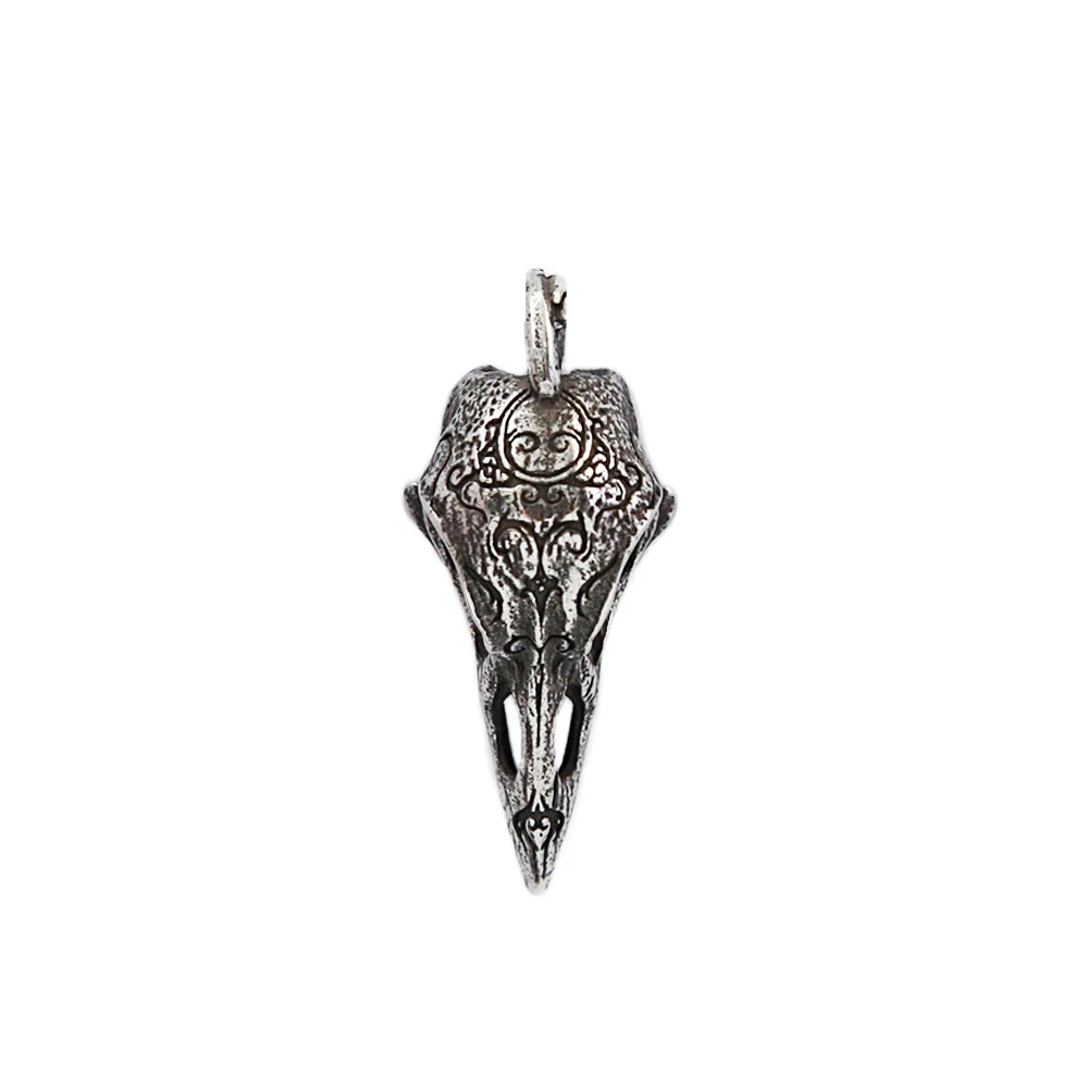 Vintage Gothic Raven Skull Pendant Necklace (316L)