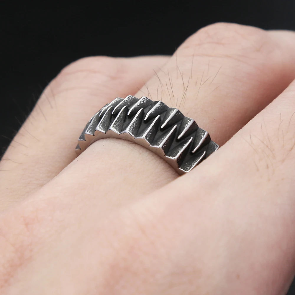 Men’s Gear Ring – Stainless Steel Industrial Design