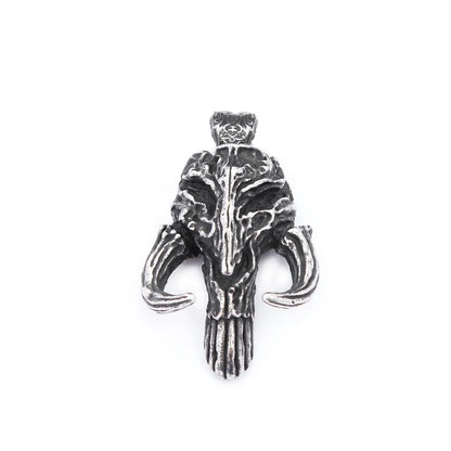 Gothic Horned Skull Pendant Necklace (316L)