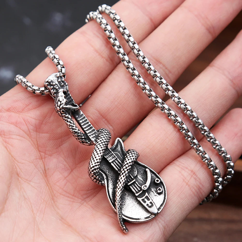 Serpent Guitar Pendant Necklace (316L)