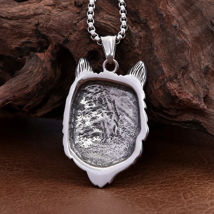 Viking Wolf Head Pendant Necklace (316L)