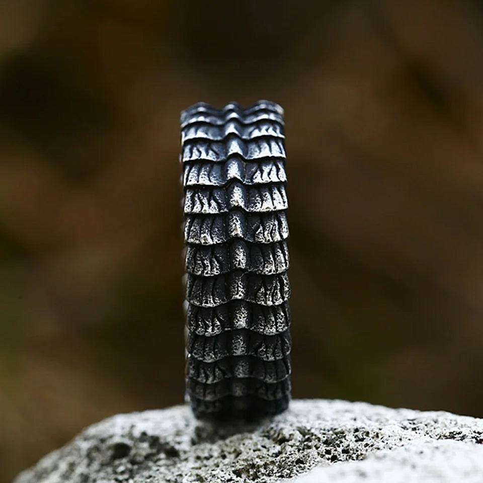Textured Armor Band Ring (316L)