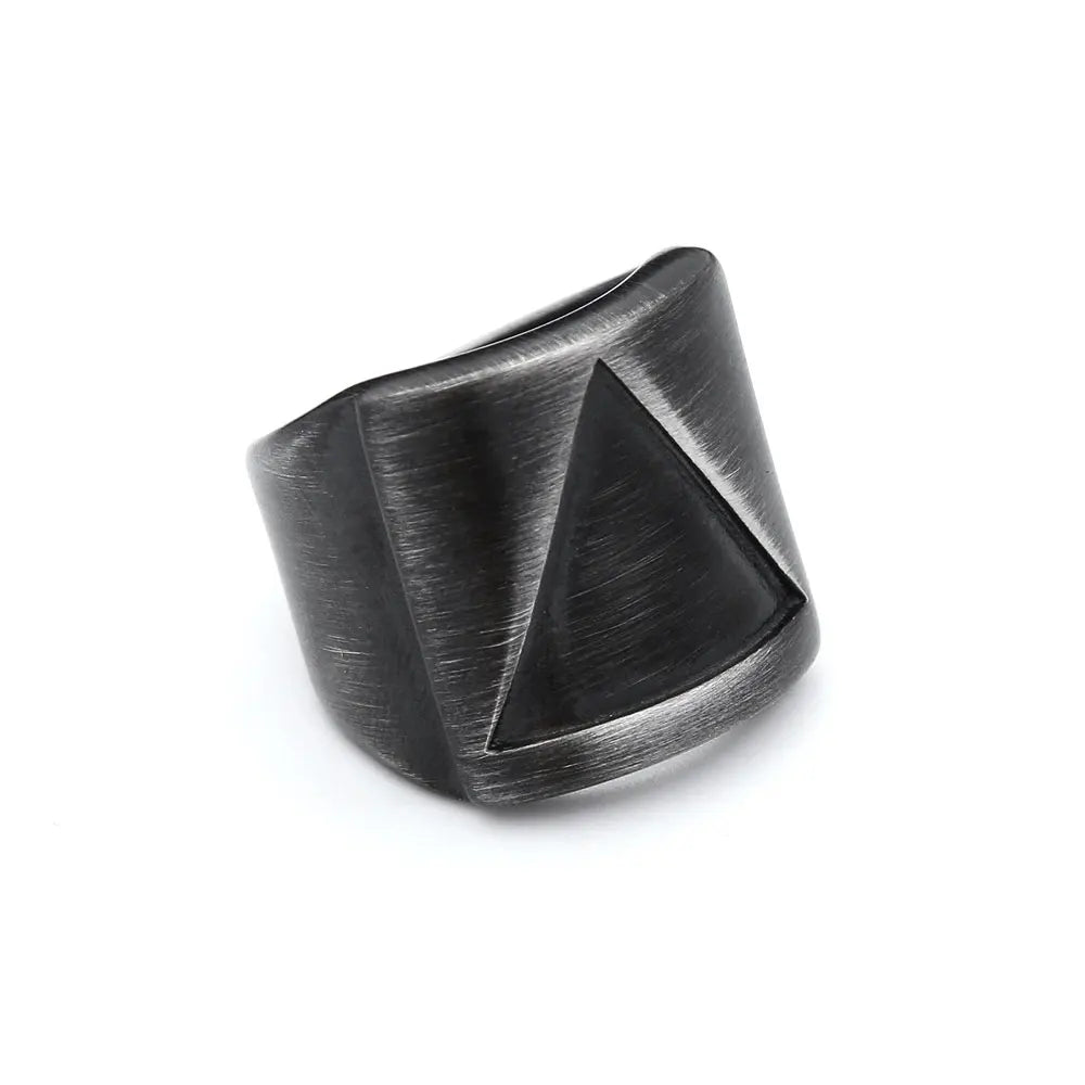 Matte Black Triangle Signet Ring (316L)