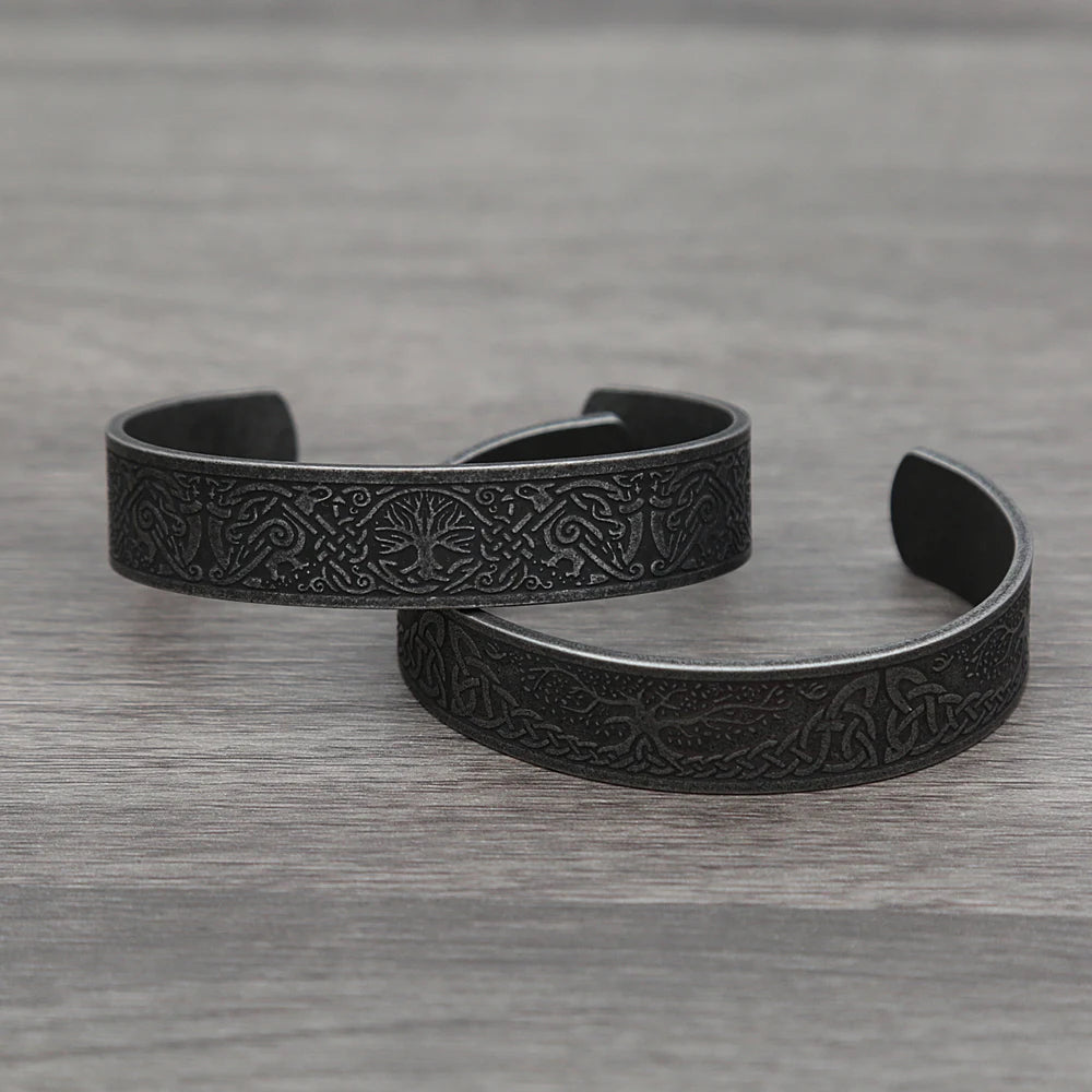 Viking Rune Cuff Bracelet (316L)