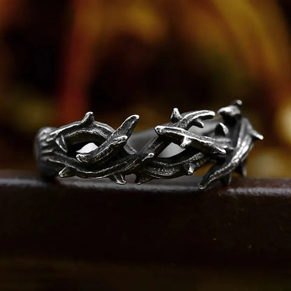 Vintage Black Crown of Thorns Ring (316L)