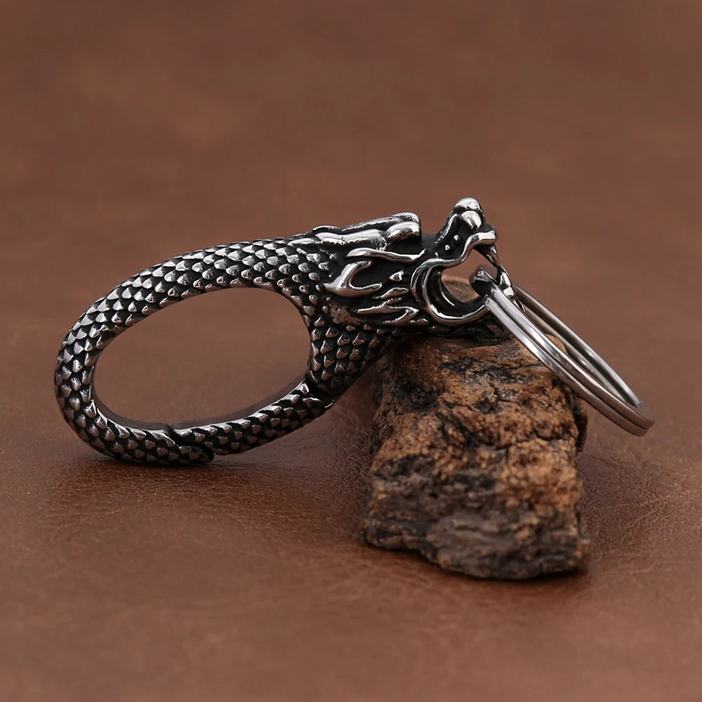 Viking Dragon Head Keychain (316L)