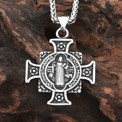 Vintage Saint Benedict Cross Pendant Necklace (316L)