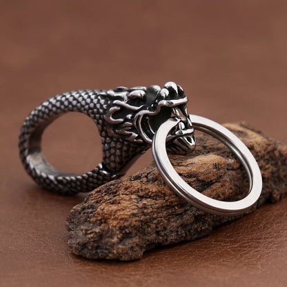 Viking Dragon Head Keychain (316L)