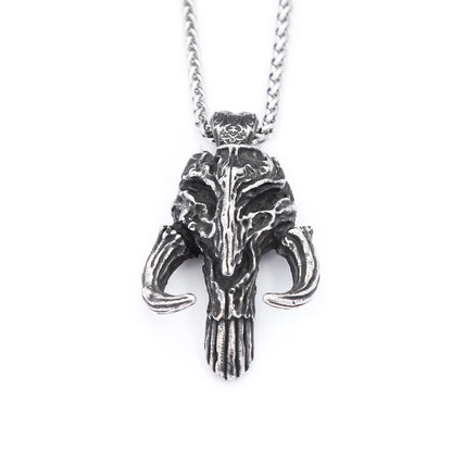 Gothic Horned Skull Pendant Necklace (316L)