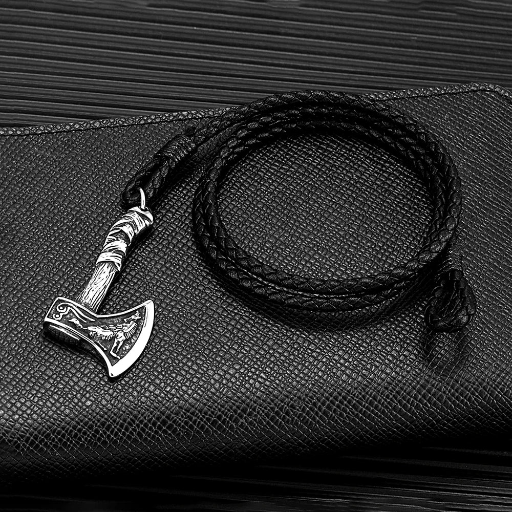 Men’s Viking Axe Bracelet – Leather & Stainless Steel