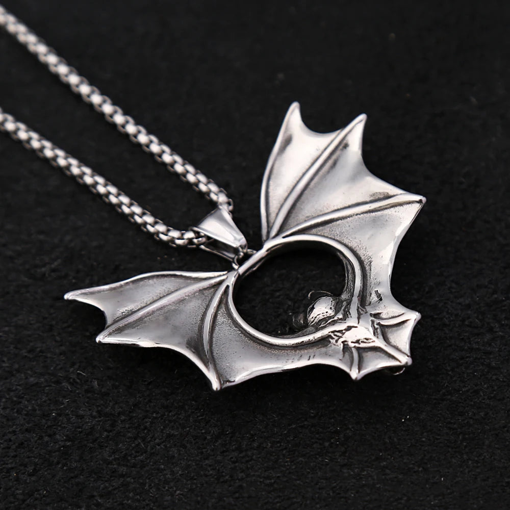 Men’s Gothic Bat Necklace – Stainless Steel Pendant
