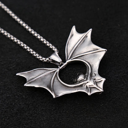 Men’s Gothic Bat Necklace – Stainless Steel Pendant