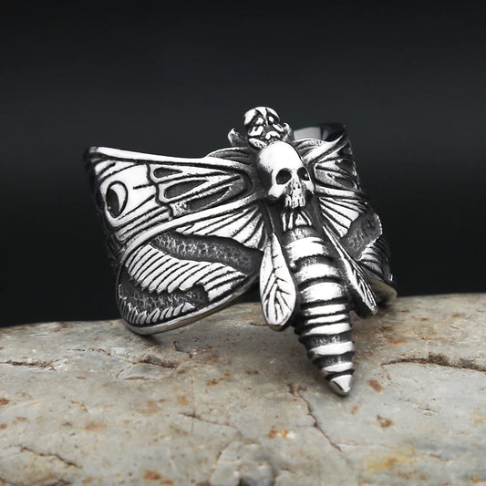 Gothic Butterfly Skull Ring (316L)