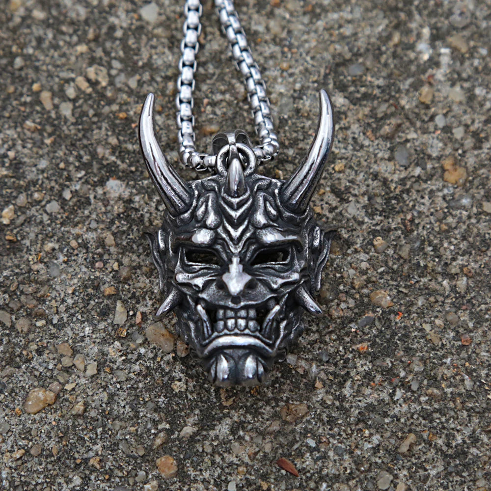 Demon Mask Skull Pendant Necklace (316L)