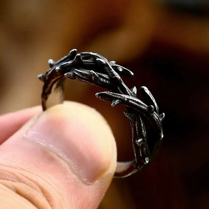 Vintage Black Crown of Thorns Ring (316L)