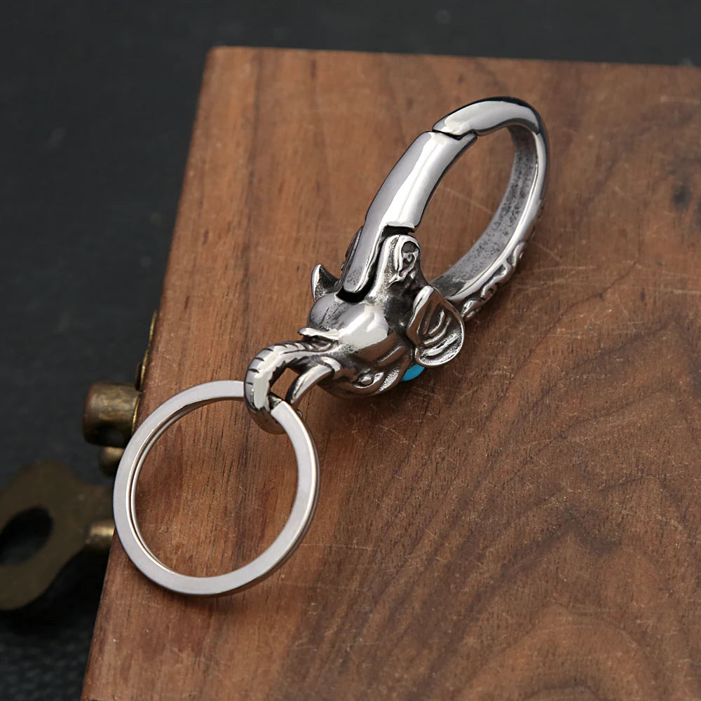 Vintage Elephant Keychain – Bold Metal Accessory