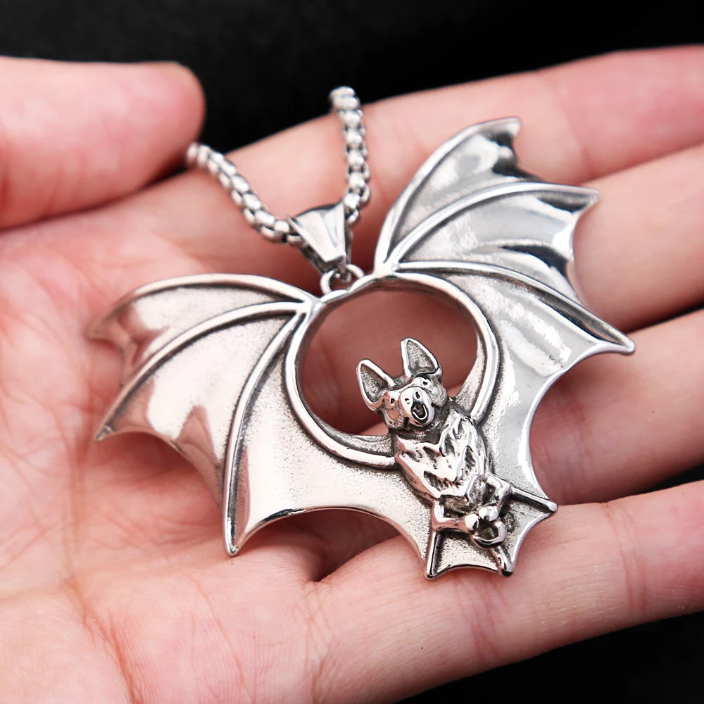 Men’s Gothic Bat Necklace – Stainless Steel Pendant