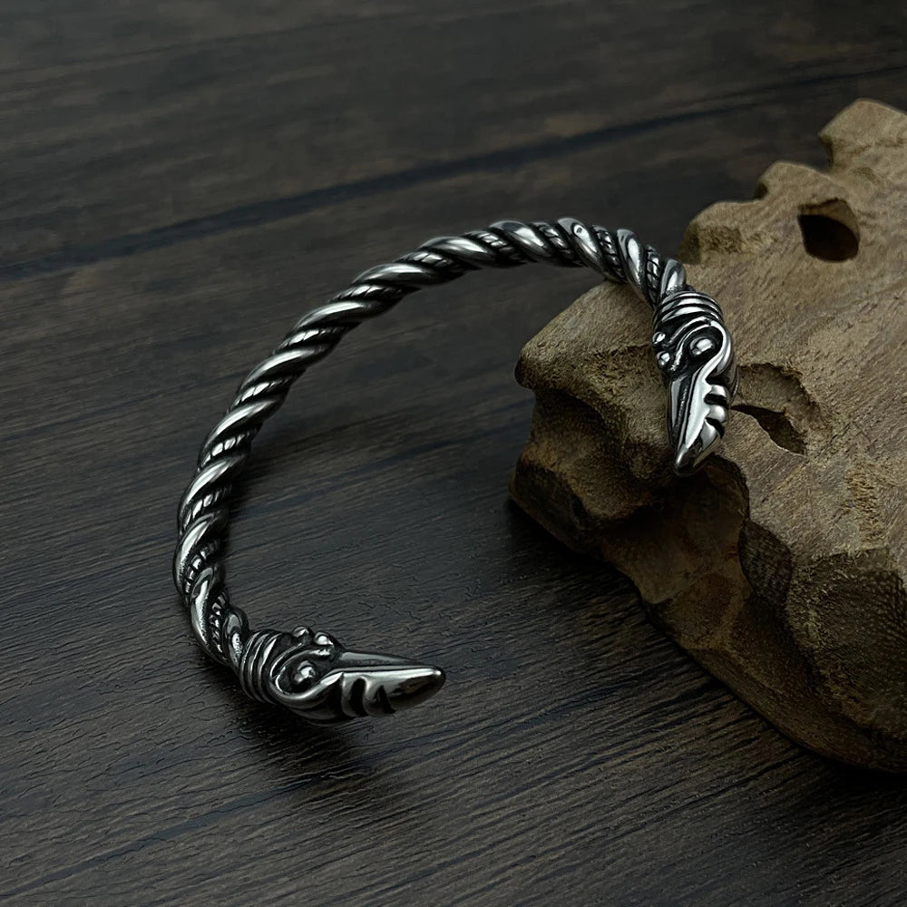 Viking Eagle Head Open Bracelet (316L)