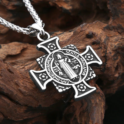 Vintage Saint Benedict Cross Pendant Necklace (316L)
