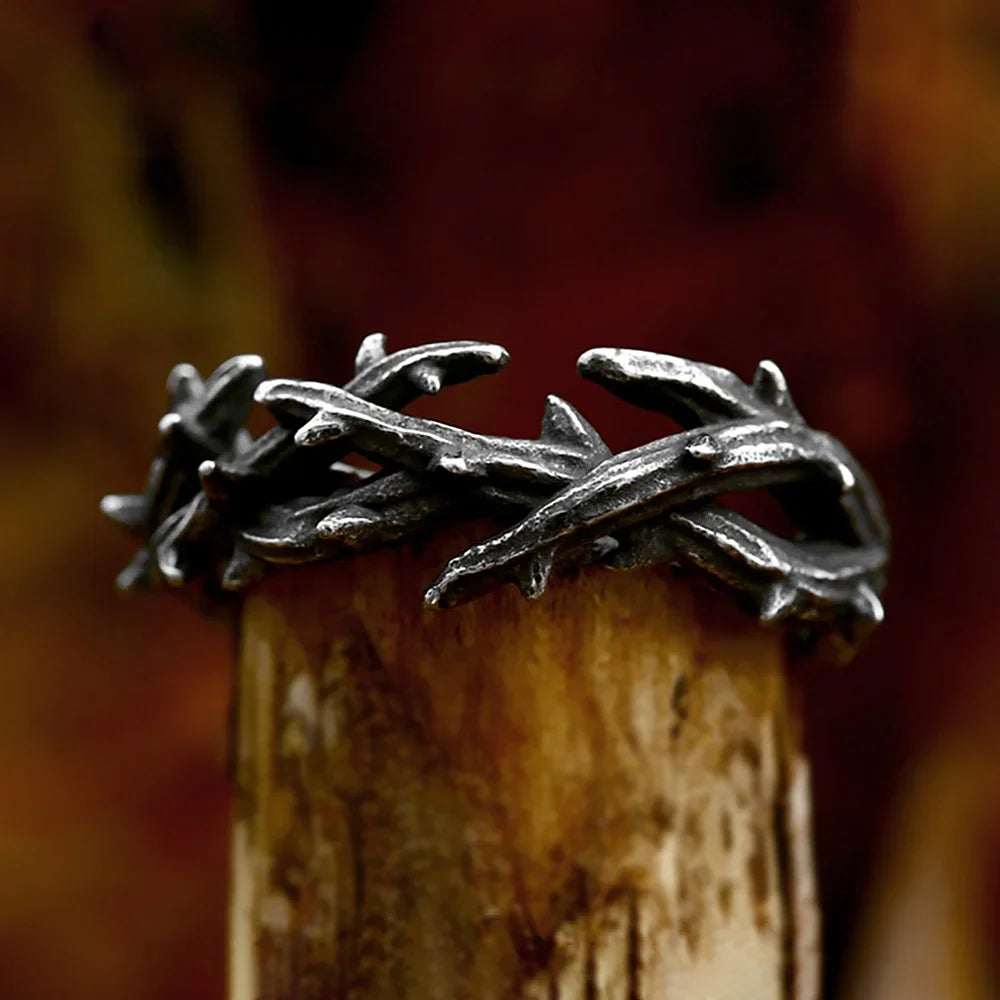 Vintage Black Crown of Thorns Ring (316L)