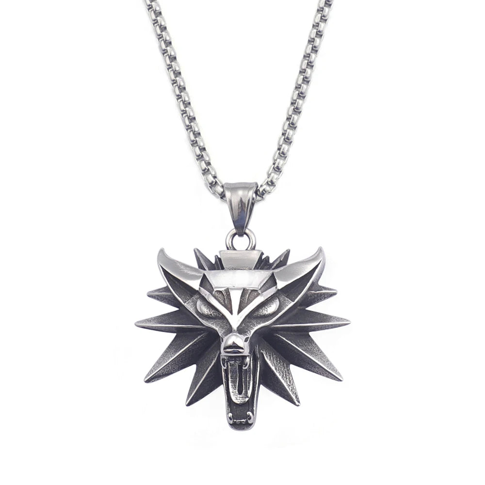Horned Warrior Skull Pendant Necklace (316L)