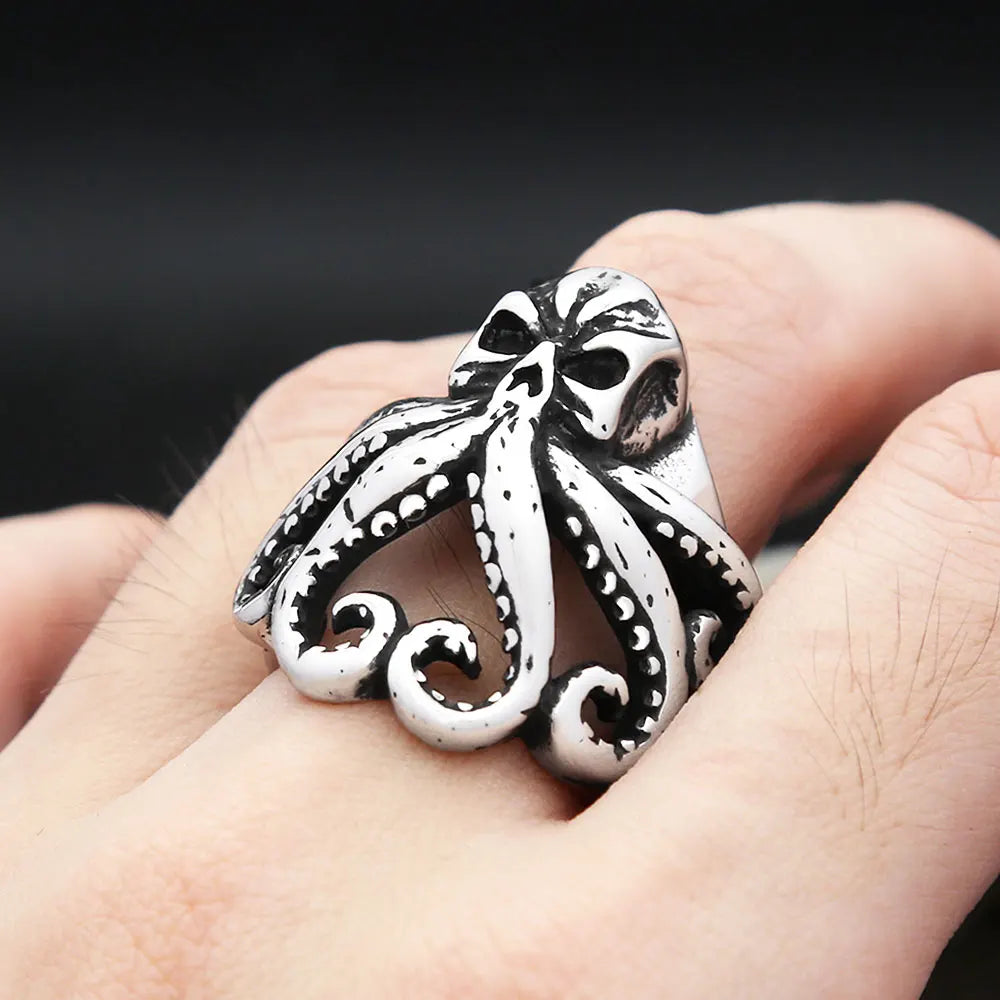 Mythic Octopus Skull Ring (316L)