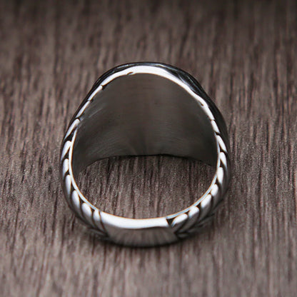 Vintage Roman Caesar Coin Signet Ring (316L)