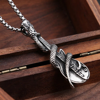 Serpent Guitar Pendant Necklace (316L)
