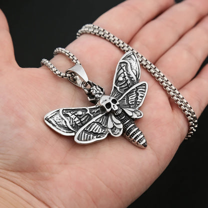 Skull Moth Pendant Necklace (316L)