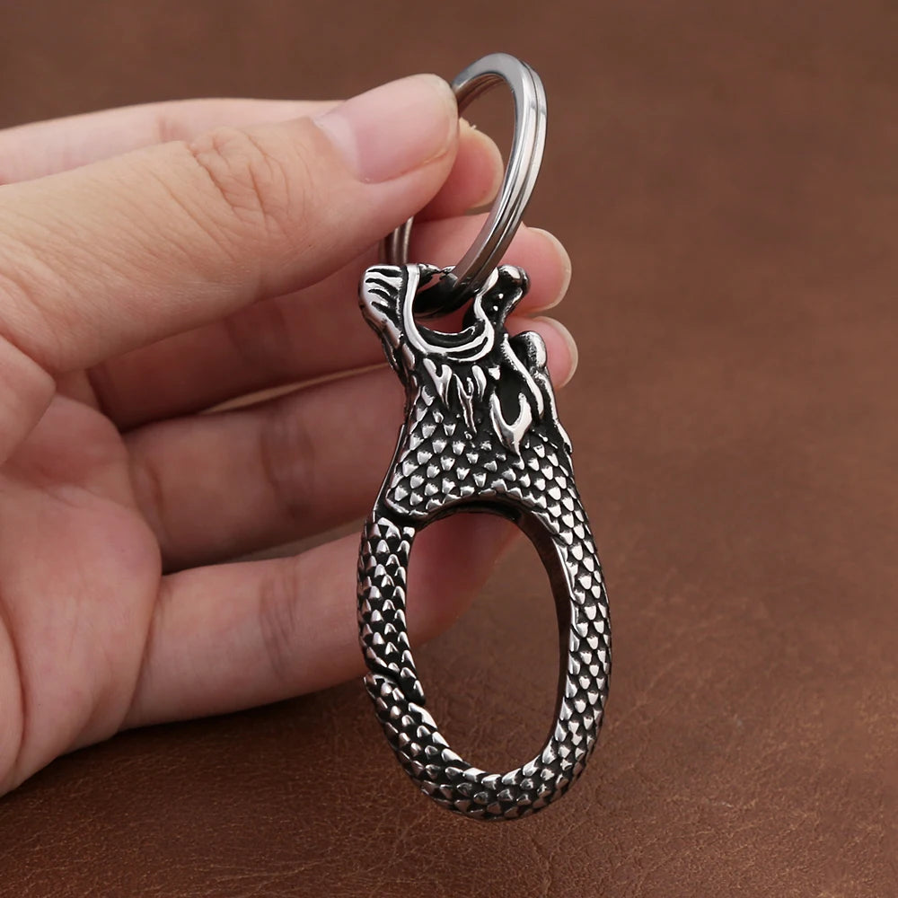 Viking Dragon Head Keychain (316L)