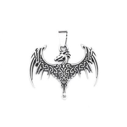 Vintage Viking Flying Dragon Pendant Necklace (316L)