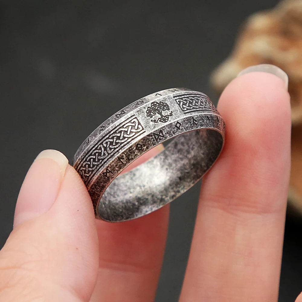 Nordic Tree of Life Rune Ring (316L)
