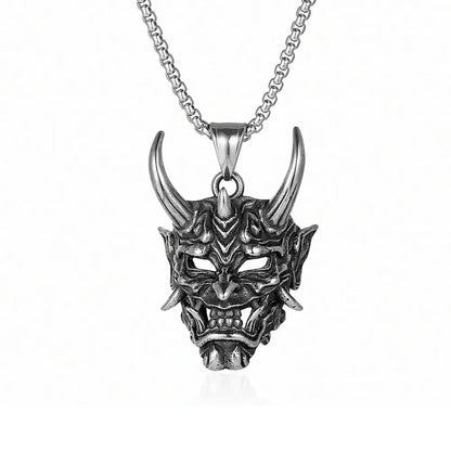 Demon Mask Skull Pendant Necklace (316L)