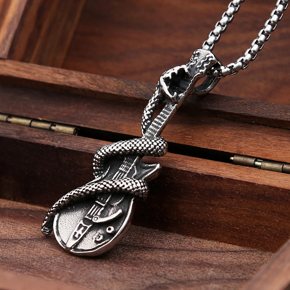 Serpent Guitar Pendant Necklace (316L)