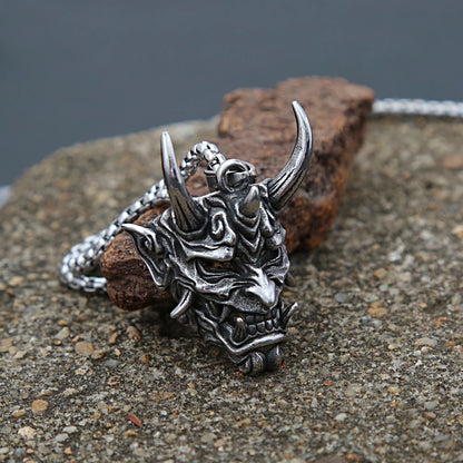 Demon Mask Skull Pendant Necklace (316L)