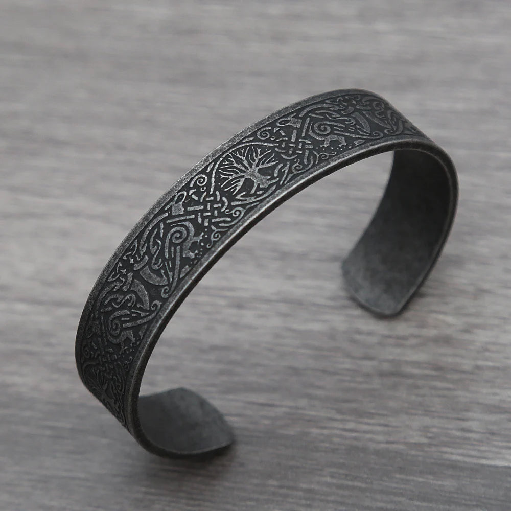 Viking Rune Cuff Bracelet (316L)