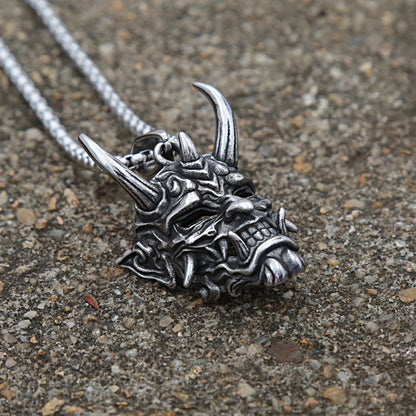 Demon Mask Skull Pendant Necklace (316L)