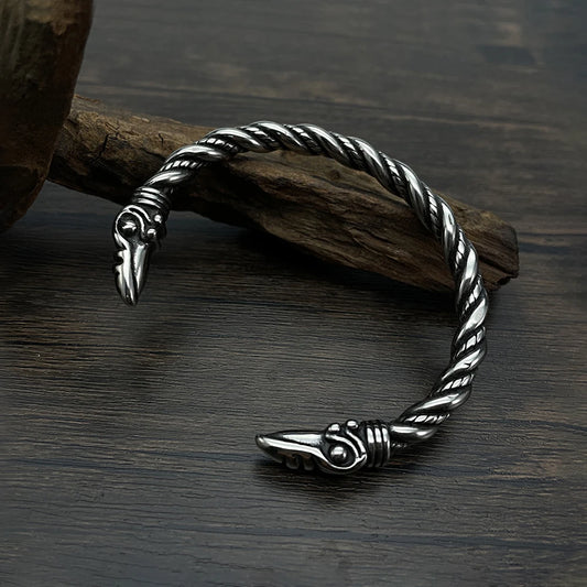 Viking Eagle Head Open Bracelet (316L)