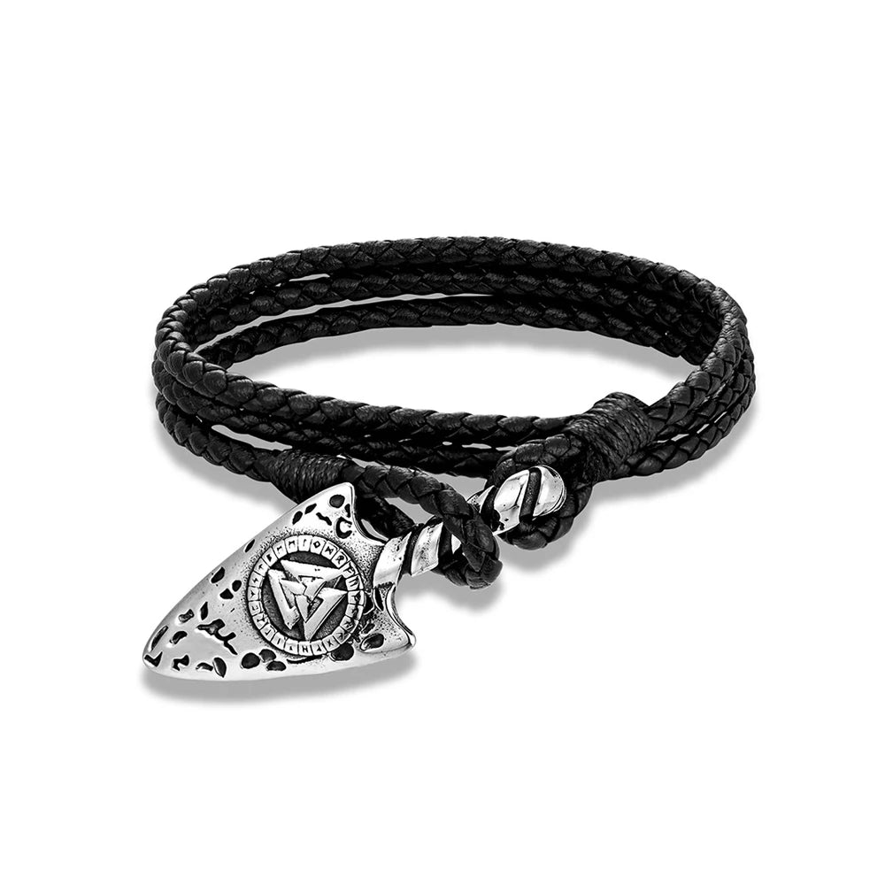 Men’s Viking Axe Bracelet – Leather & Stainless Steel