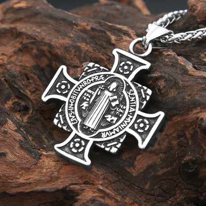 Vintage Saint Benedict Cross Pendant Necklace (316L)