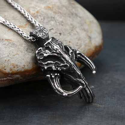 Gothic Horned Skull Pendant Necklace (316L)