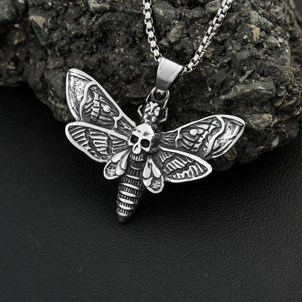 Skull Moth Pendant Necklace (316L)