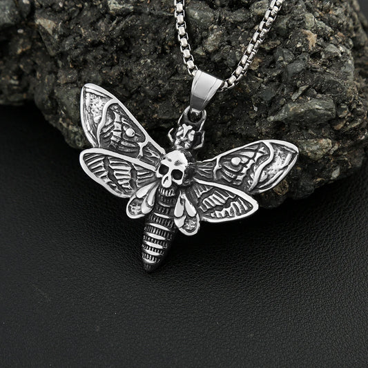 Skull Moth Pendant Necklace (316L)