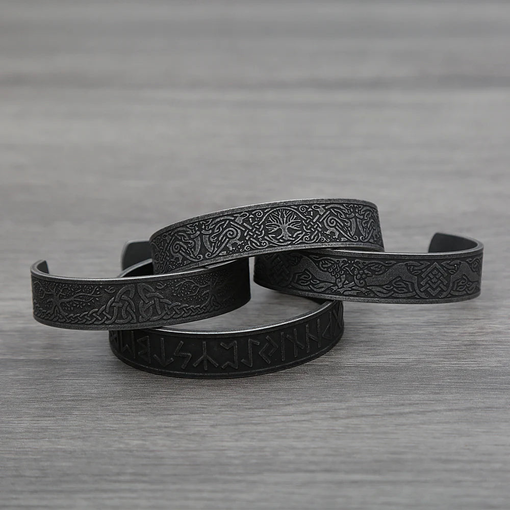Viking Rune Cuff Bracelet (316L)