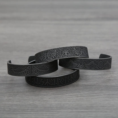 Viking Rune Cuff Bracelet (316L)
