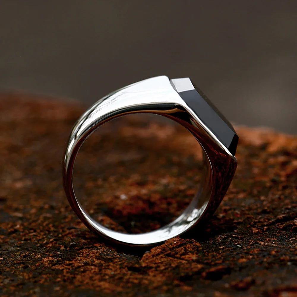 Black Stone Signet Ring (316L)