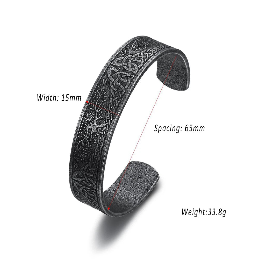 Viking Rune Cuff Bracelet (316L)