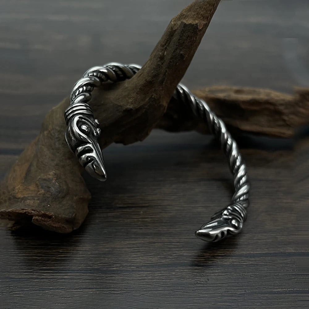 Viking Eagle Head Open Bracelet (316L)